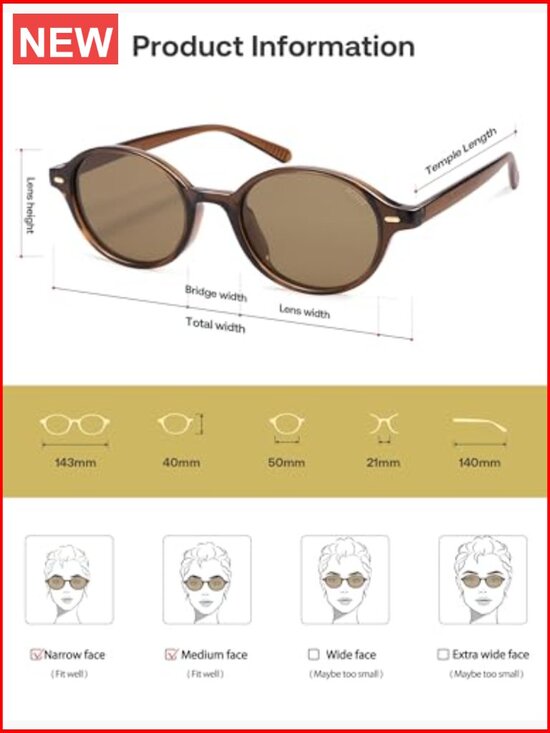 Retro Oval Round Polarized Sunglasses with UV400 Protection main image 7